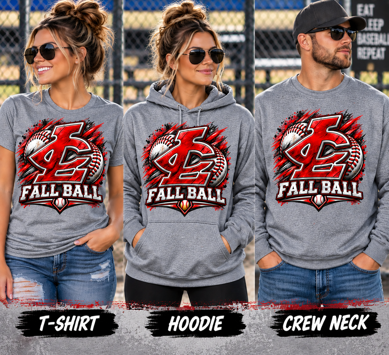CLLL Fall Ball Baseball Gray  Youth and Adult Softstyle Gildan