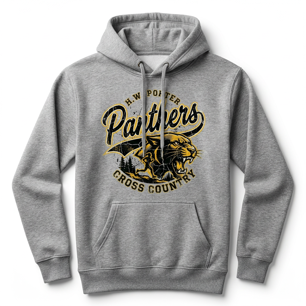 H.W. Porter Grunge CROSS COUNTRY Adult Gildan Heavy 50/50 Blend Hooded Sweatshirt- Custom Personalization!