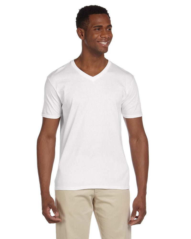 CLLL Customizable SoftStyle Gildan Ladies Fitted or Unisex V-Neck T-Shirt