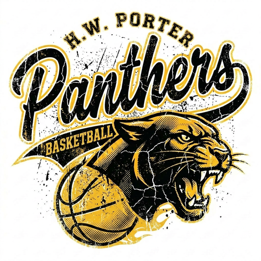 H.W. Porter Grunge Basketball Adult Gildan Heavy 50/50 Blend Hooded Sweatshirt- Custom Personalization!