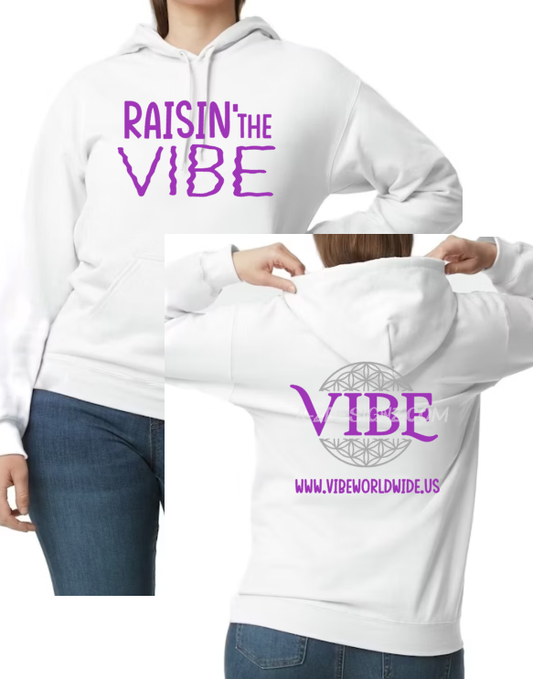 Raisin' the VIBE comfy Softstyle Midweight 8.4oz Gildan brand hooded sweatshirt