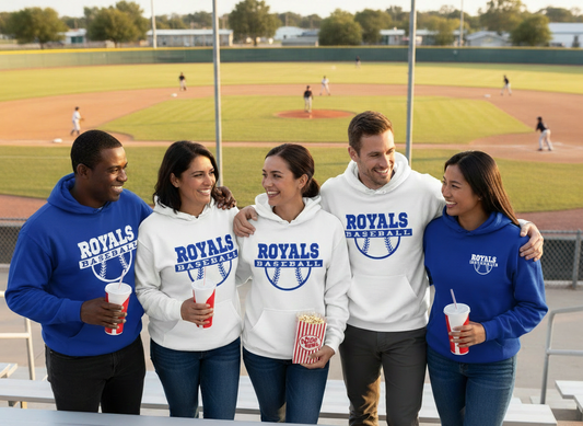 Royals Softball/Baseball Customizable Sport Tek 9oz Poly/Cotton Fleece Hoodie Sweatshirt