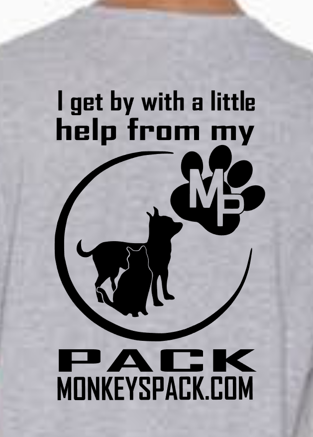 Monkey's Pack Paw Print Logo Color Print Adult Tshirt