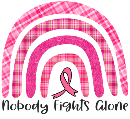 Pink Ribbon Nobody Fights Alone Adult Tshirt