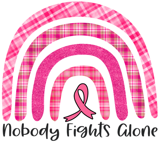 Pink Ribbon Nobody Fights Alone Adult Tshirt