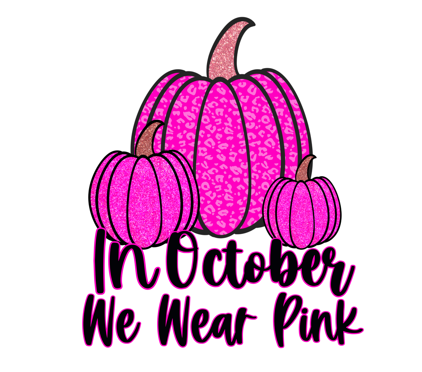 Pink In October We Wear Pink Pumpkins Adult Tshirt