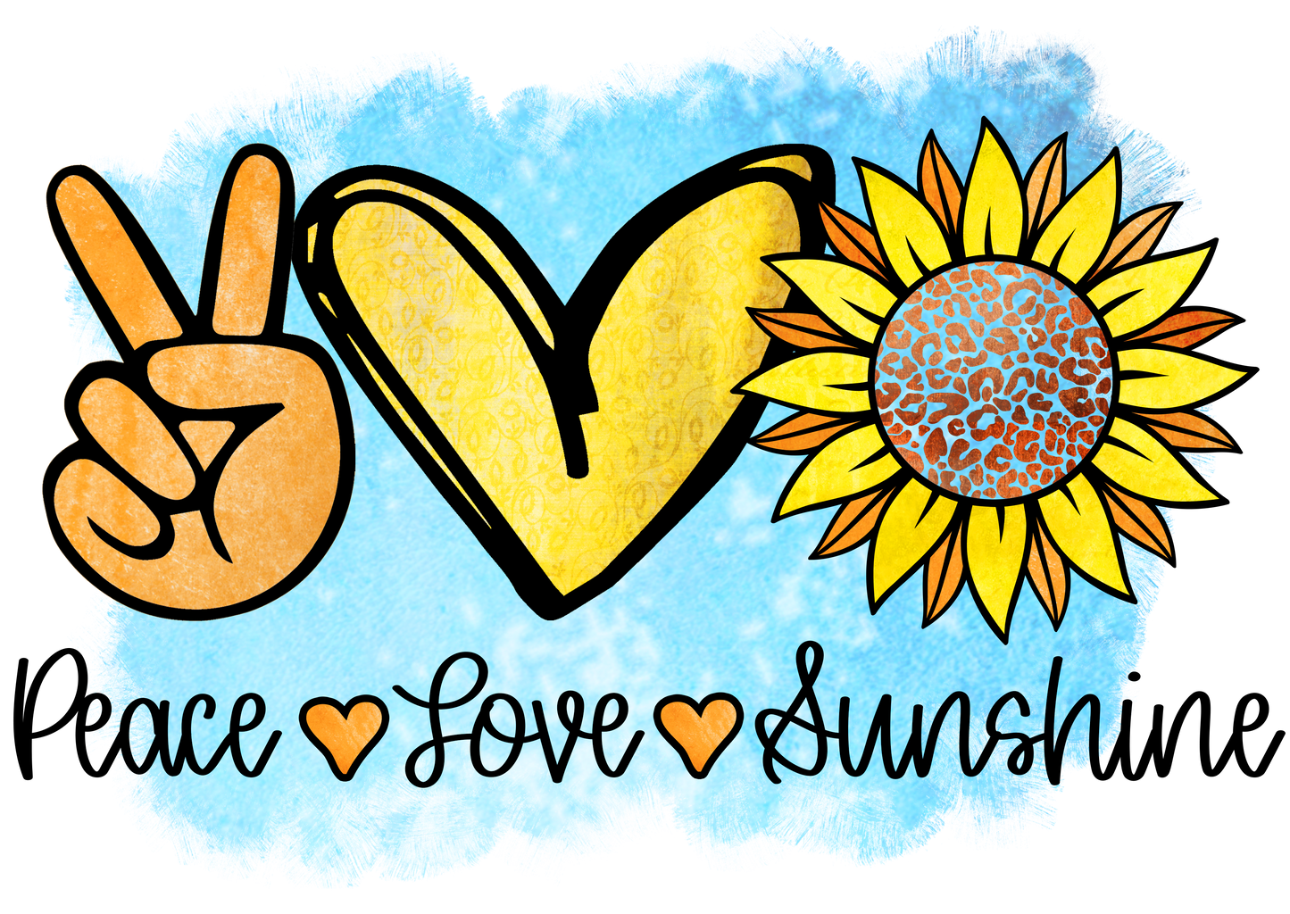 Sunflower Peace Love Sunshine Blue Adult Tshirt