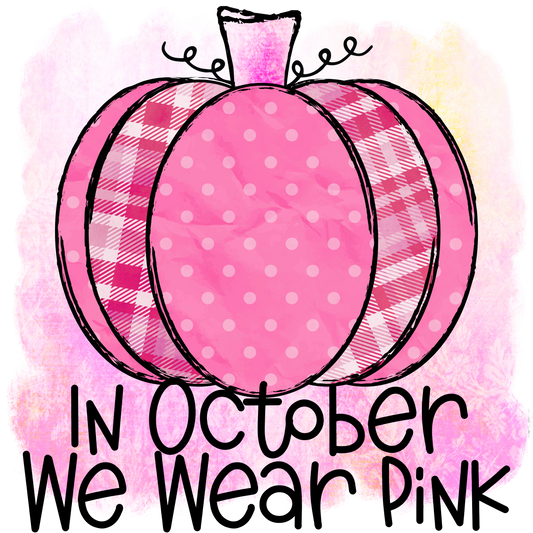 Pink In October We Wear Pink Pumpkin Adult Tshirt
