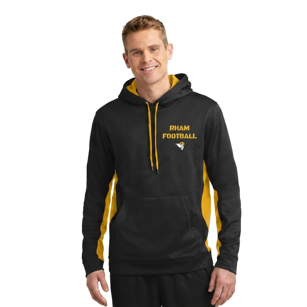 RYFC RHAM Football Youth/Adult Customizable Poly Sport Tek Color Block Football Hoodie