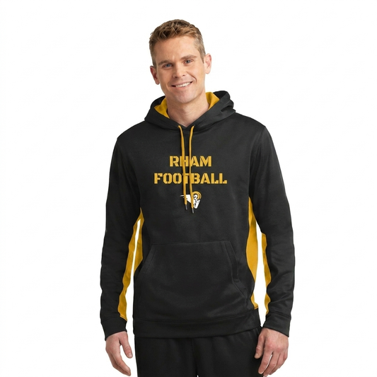RYFC RHAM Football Youth/Adult Customizable Poly Sport Tek Color Block Football Hoodie