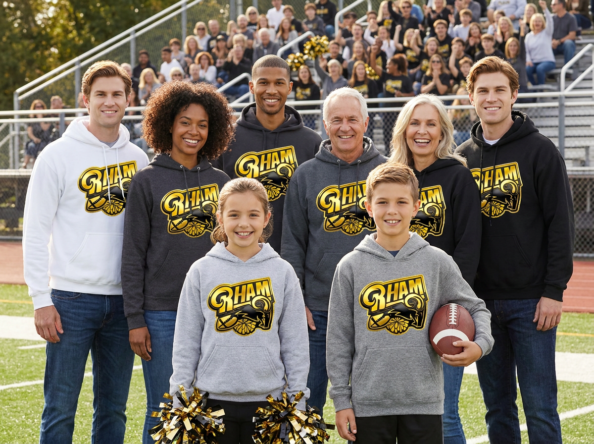 RYFC New! RHAM RAM Customizable Gildan Adult and Youth Hooded Sweatshirt (or upgrade to softstyle)