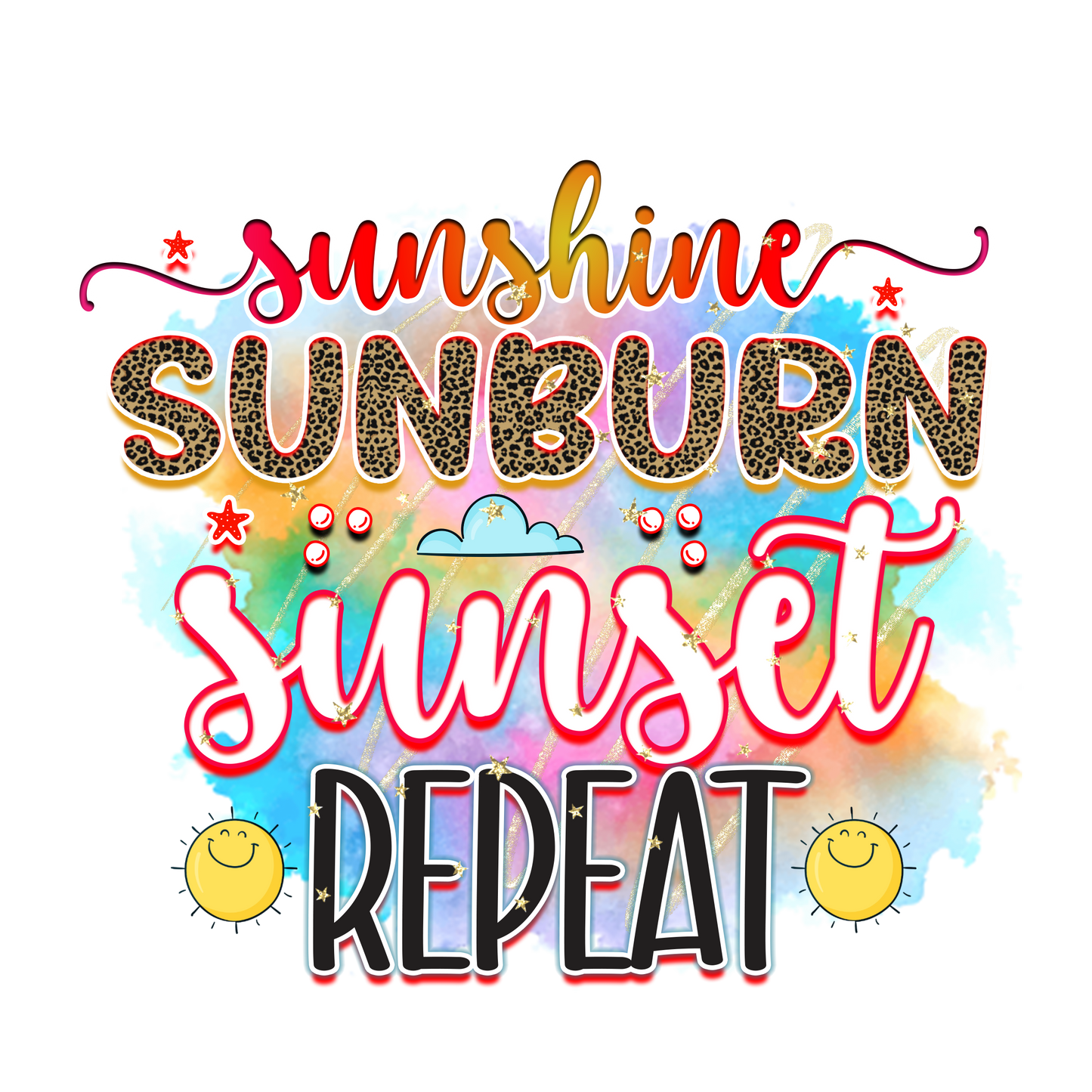 Sunshine Sunburn Sunset Repeat Adult Tshirt