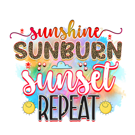 Sunshine Sunburn Sunset Repeat Adult Tshirt