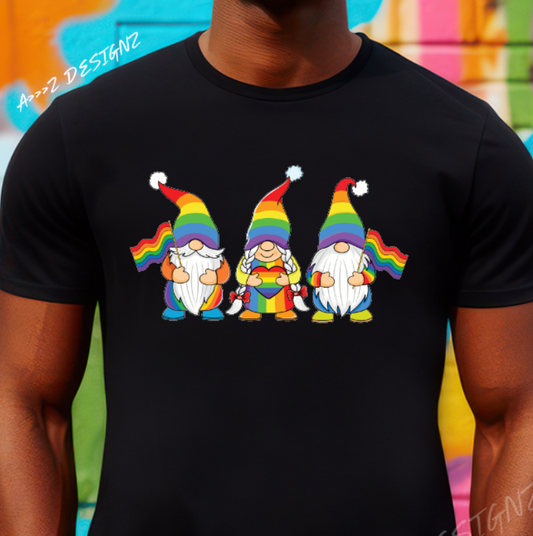 LGBTQ+ Gnomes Pride Beards and Braids Adult Tshirt