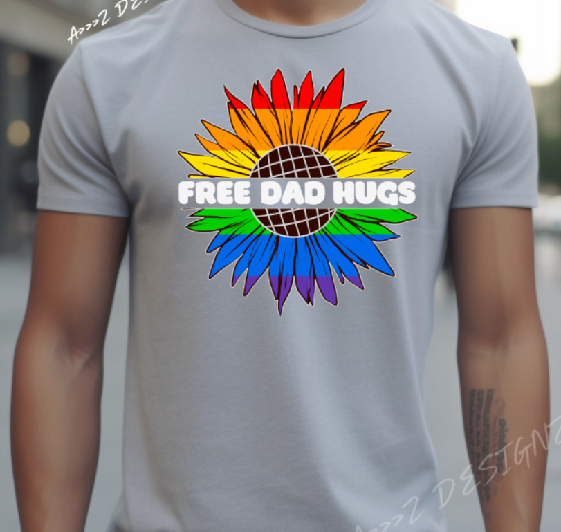 LGBTQ+ Free DAD Hugs Adult Tshirt