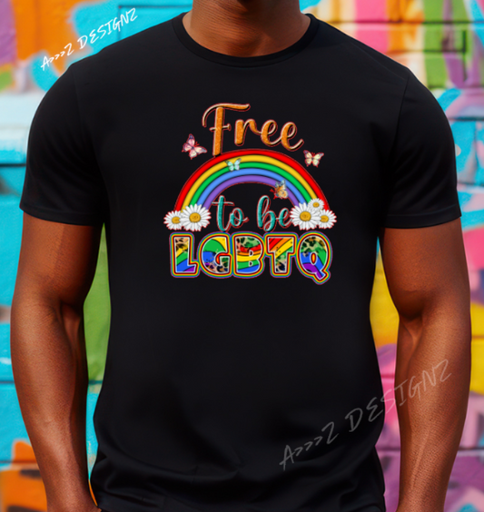 LGBTQ+  Free To Be LGBT Adult Tshirt