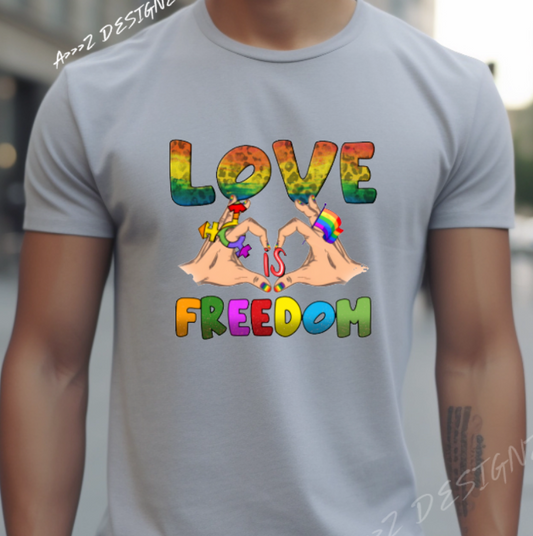 LGBTQ+ Love Is Freedom Adult Tshirt