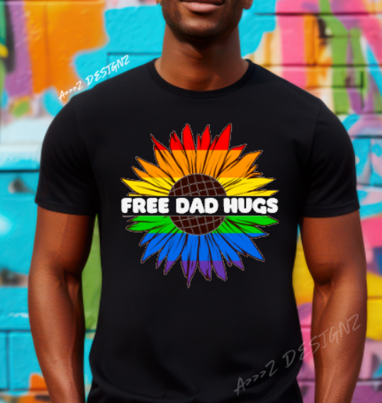 LGBTQ+ Free DAD Hugs Adult Tshirt