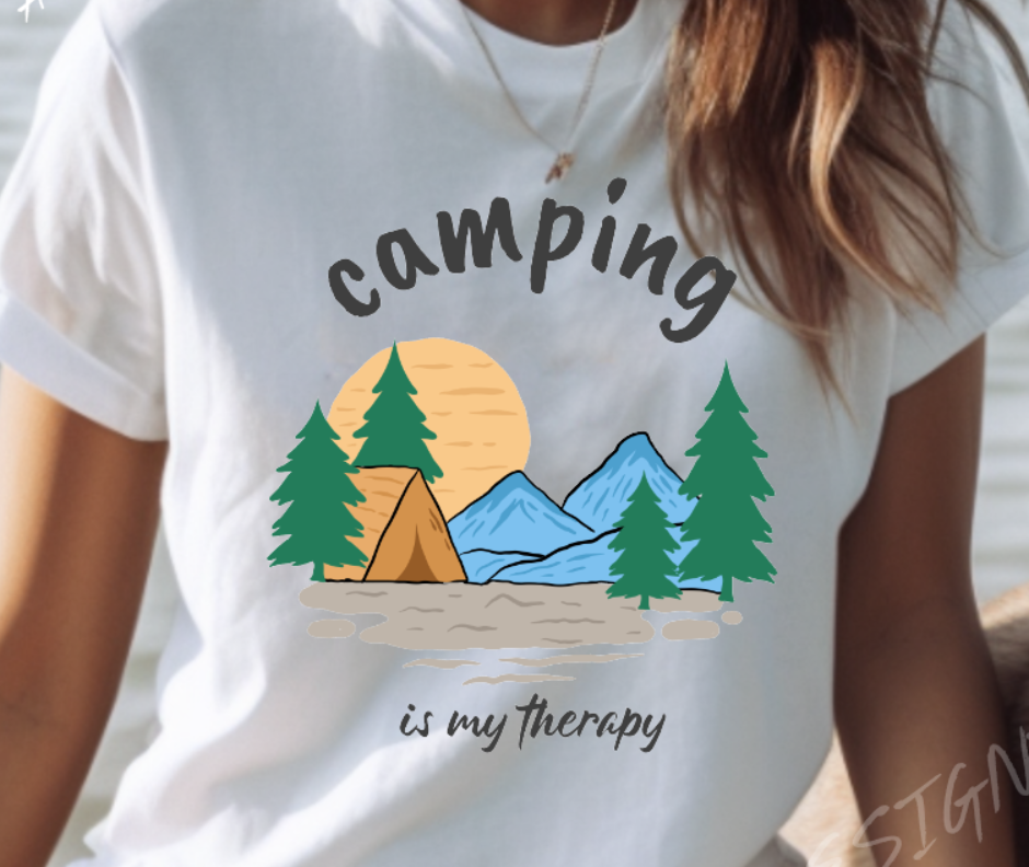 Camping is my Therapy Adult Tshirt