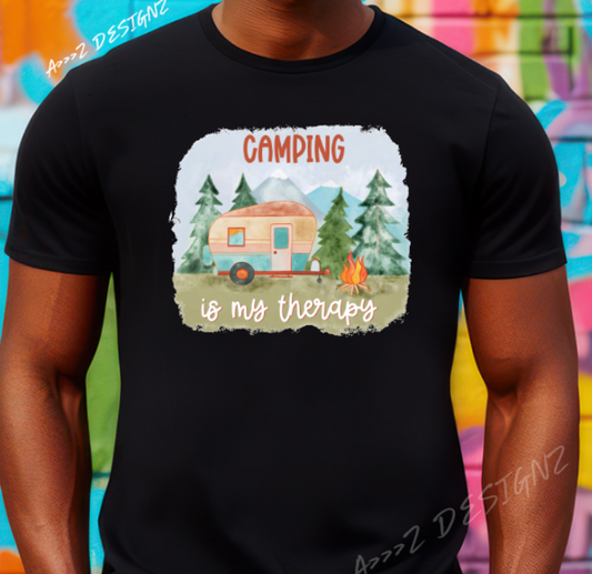 Camping is my Therapy camper Adult Tshirt