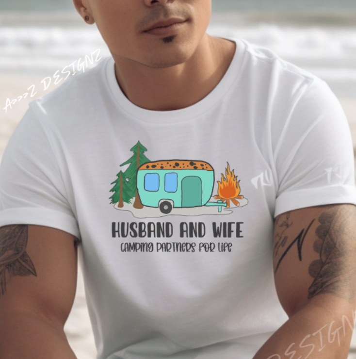 Camping Husband and Wife Camping Adult Tshirt