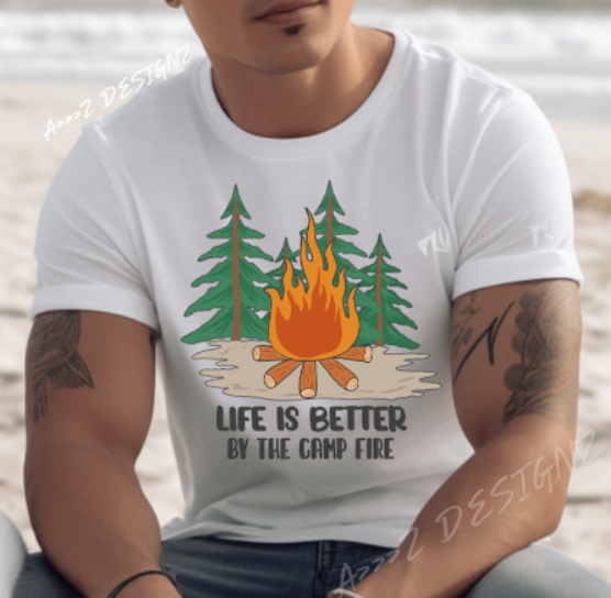 Camping Life is better by the Camp Fire Adult Tshirt
