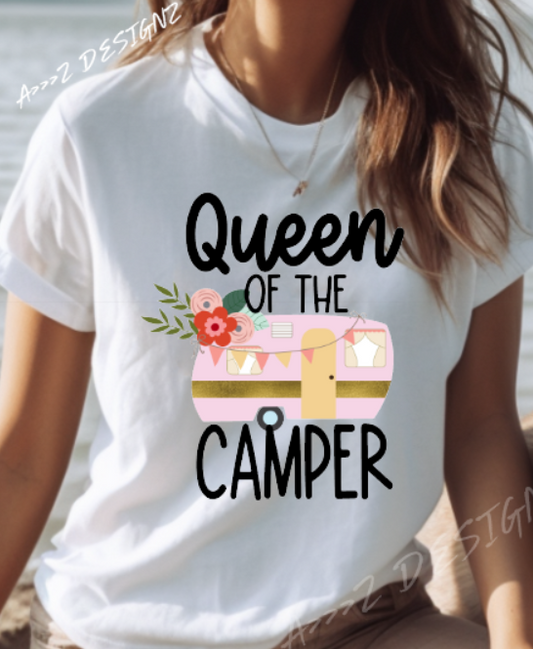 Camping Queen of the Camper Adult Tshirt