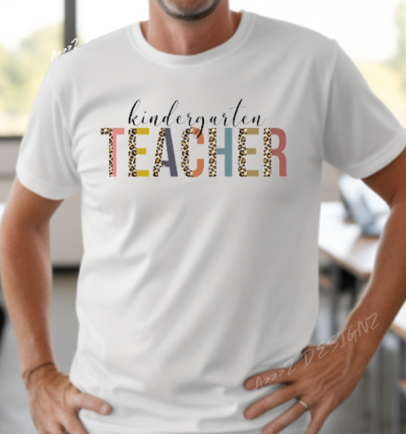Teacher Kindergarten Leopard Print Adult Tshirt