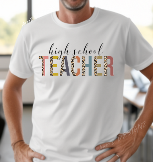 Teacher High School Leopard Print Adult Tshirt