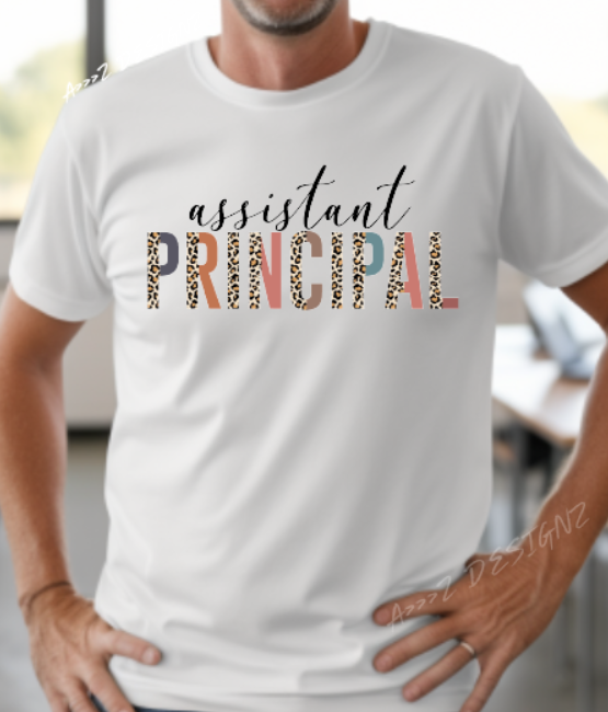 Teacher Assistant Principal Leopard Print Adult Tshirt