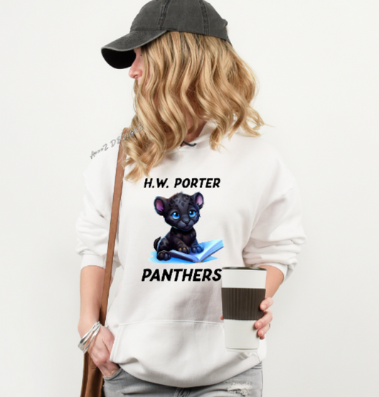 H.W. Porter Youth Panther Reading Youth to Adult Gildan Hoodie