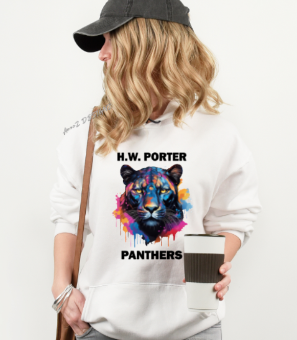 H.W. Porter Panther Colored Youth to Adult Gildan Hoodie