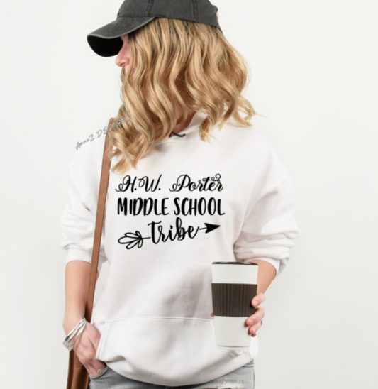 H.W. Porter Middle School Tribe Youth to Adult Gildan Hoodie