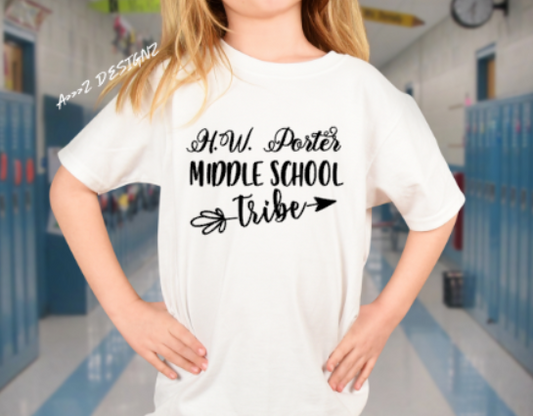 H.W Porter Middle School Tribe Youth NEW! Softstyle Tees