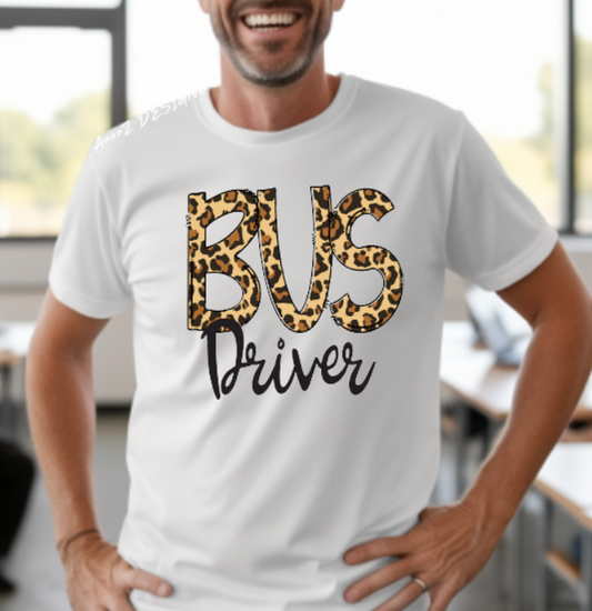 Bus Driver Leopard Adult Tshirt
