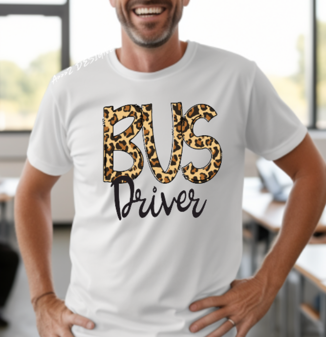 Bus Driver Leopard Adult Tshirt