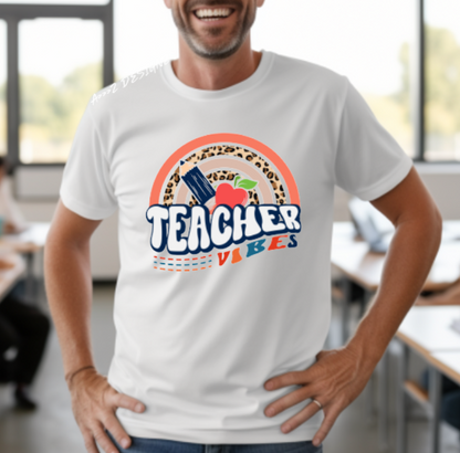 Teacher Vibes Rainbow Adult Tshirt