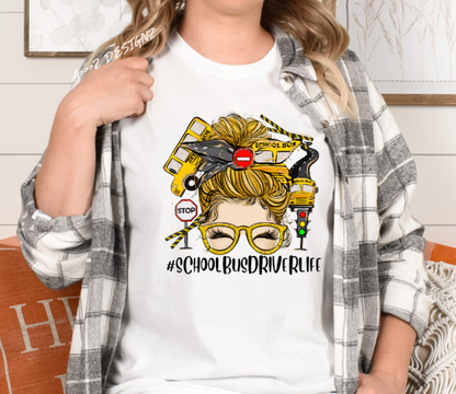 Bus Driver Life Messy Bun Adult Tshirt