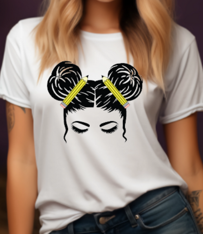 Teacher Messy Buns Adult Tshirt