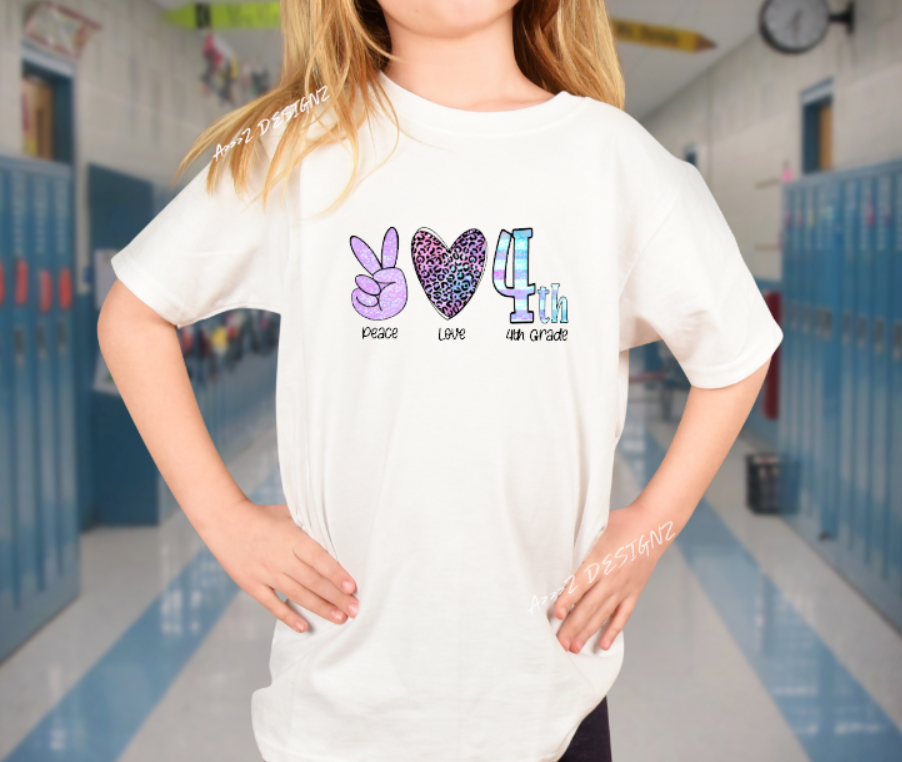 Peace Love (enter grade) Youth Tshirt