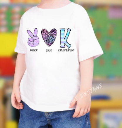 Peace Love (enter grade) Youth Tshirt