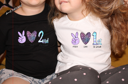 Peace Love (enter grade) Youth Tshirt