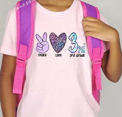 Peace Love (enter grade) Youth Tshirt