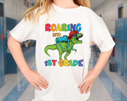 Roaring Into (Insert Grade) Dinosaur Youth Tshirt