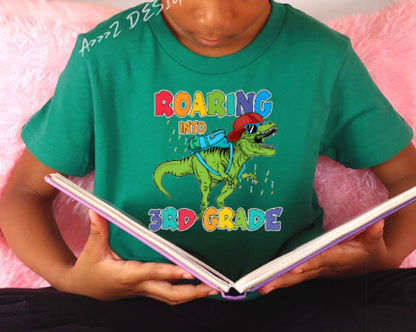 Roaring Into (Insert Grade) Dinosaur Youth Tshirt