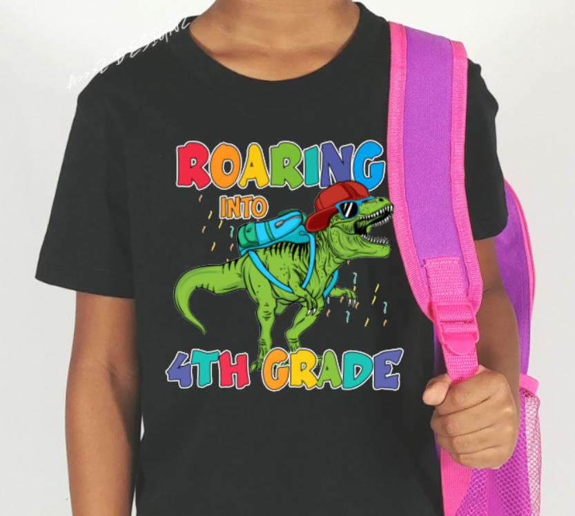 Roaring Into (Insert Grade) Dinosaur Youth Tshirt