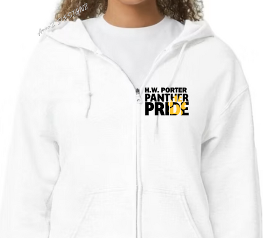 H.W. Porter Panther Pride Youth to Adult Zip Up Jerzees Nublend Hoodie