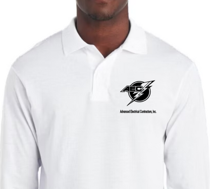 AEC Adult Unisex 5.6 oz. SpotShield™ Long-Sleeve Jersey Polo (choose custom color and logo type)