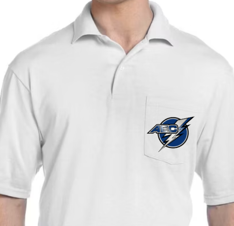 AEC Adult Unisex 5.6 oz. SpotShield™ Pocket Jersey Polo (choose custom color and logo type)