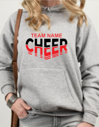 CHEER team- choose team - Hooded Softstyle Sweatshirt YOUTH to ADULT sizes (multiple color/ layout choices)